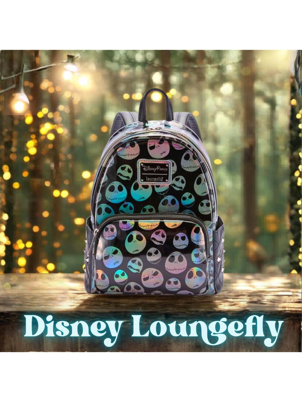 NWT Disney Parks Loungefly Holographic Jack Skellington Mini Backpack